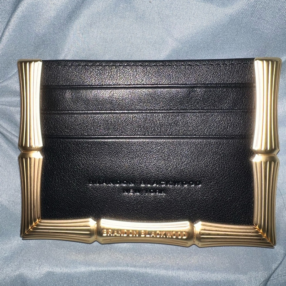 Brandon Blackwood Luxe Black and Brass Card Case
